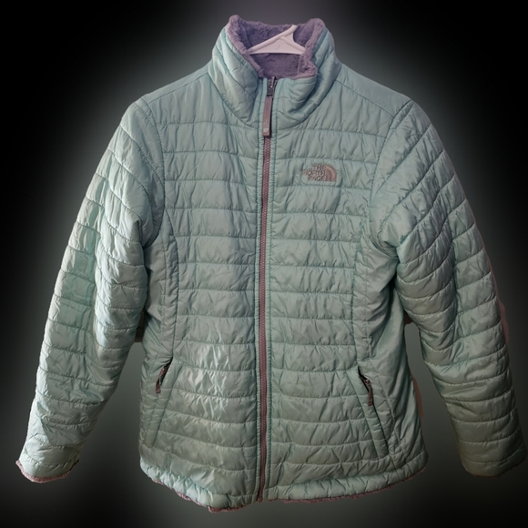 The North Face-Girls-Kids-Size 18-Teal-Reversible Mossbud‎ Swirl Jacket - Picture 1 of 5
